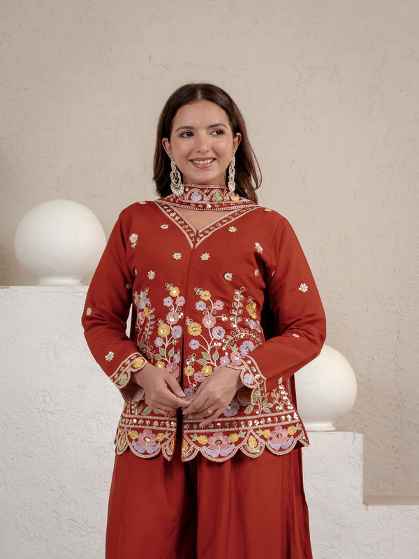 New Designer Party Wear Look Top , Sharara Plazzo and Dupatta, New Fancy Style