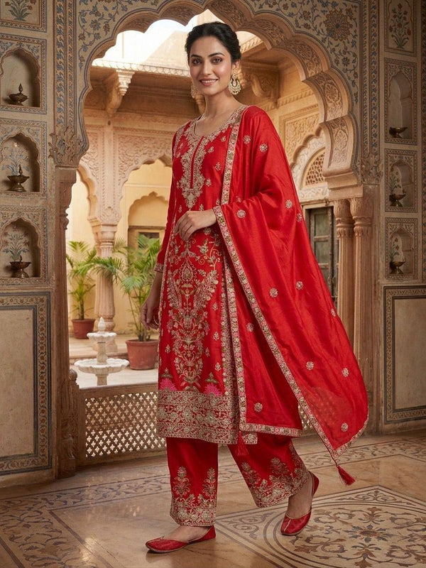 Pure Heavy Chinnon Silk Palazzo Suit Set