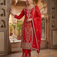Pure Heavy Chinnon Silk Palazzo Suit Set