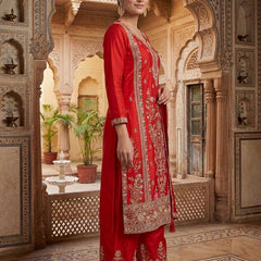 Pure Heavy Chinnon Silk Palazzo Suit Set