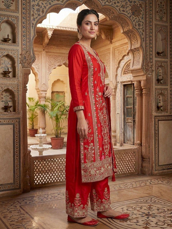 Pure Heavy Chinnon Silk Palazzo Suit Set