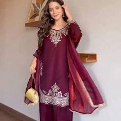 Heavy Fendy Silk Material With 5mm Sequence Embroidery Work Palazzo Suit Set
