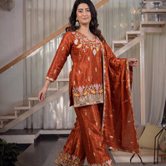 Sindoori Satin Silk Material Palazzo Pant Suit Set