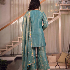 Sindoori Satin Silk Material Palazzo Pant Suit Set