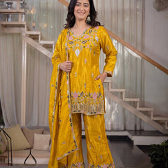 Sindoori Satin Silk Material Palazzo Pant Suit Set