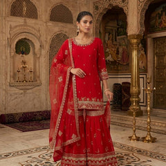 Designer Party Wear Look Top , Sharara Plazzo and Dupatta