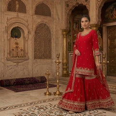 Designer Party Wear Look Top , Sharara Plazzo and Dupatta