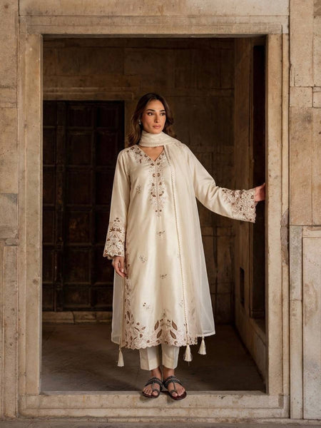 Pure Roman Glass With Embroidery Sequence Work, Fancy Belly Sleeves, Cutwork, And Tassels Kaftan Suit Set