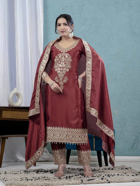Pure Heavy Chinnon Silk Anarkali Suit