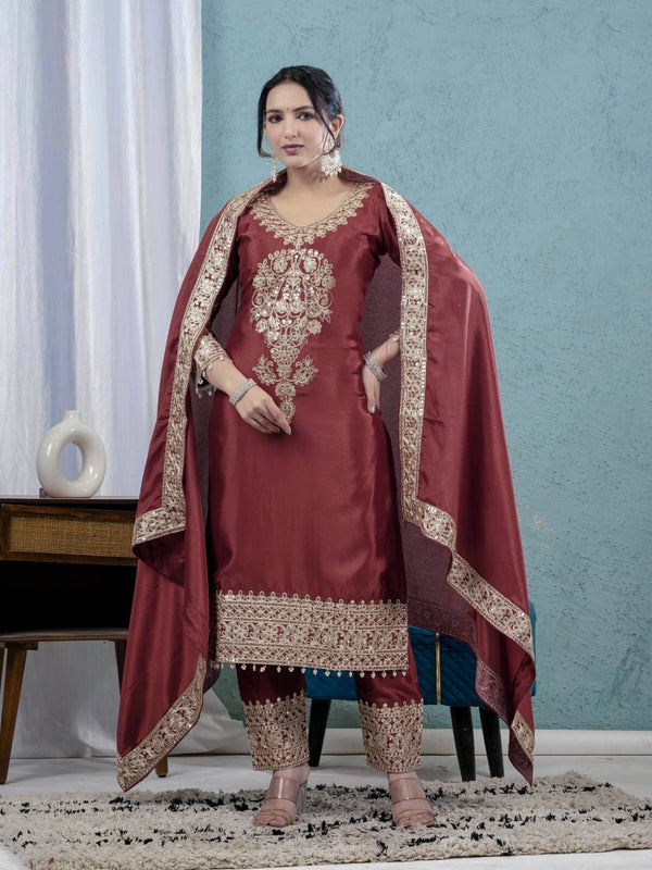 Pure Heavy Chinnon Silk Anarkali Suit