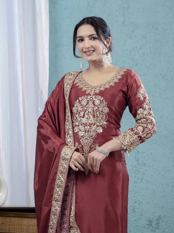Pure Heavy Chinnon Silk Anarkali Suit