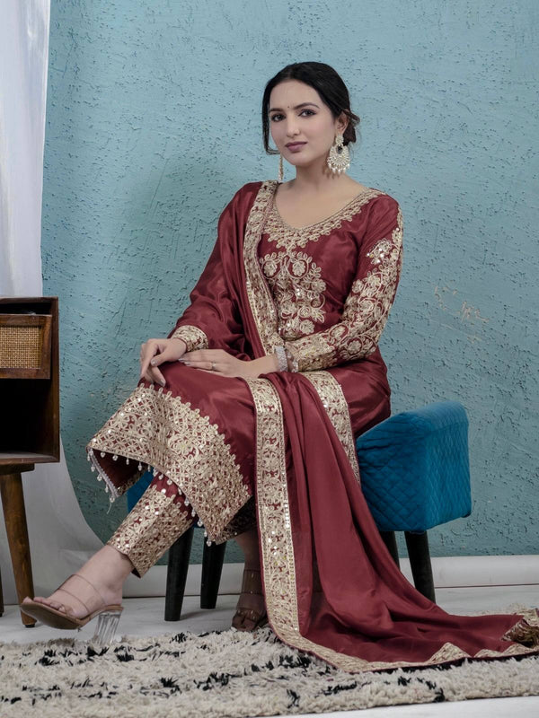 Pure Heavy Chinnon Silk Anarkali Suit