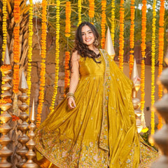 Heavy Natural Crep Silk With Sequence And Heavy Embroidery Work Anarkali Suit