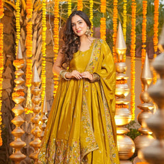 Heavy Natural Crep Silk With Sequence And Heavy Embroidery Work Anarkali Suit