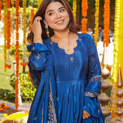 Heavy Natural Crep Silk With Sequence And Heavy Embroidery Work Anarkali Suit