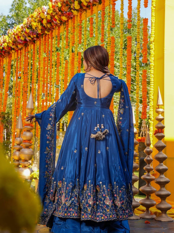 Heavy Natural Crep Silk With Sequence And Heavy Embroidery Work Anarkali Suit