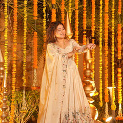 Heavy Natural Crep Silk With Sequence And Heavy Embroidery Work Anarkali Suit