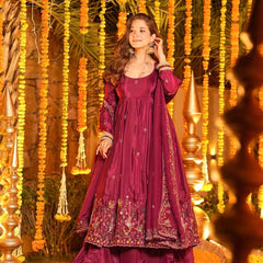 Heavy Natural Crep Silk With Sequence And Heavy Embroidery Work Anarkali Suit