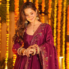 Heavy Natural Crep Silk With Sequence And Heavy Embroidery Work Anarkali Suit