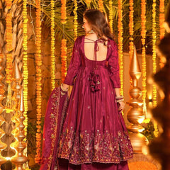 Heavy Natural Crep Silk With Sequence And Heavy Embroidery Work Anarkali Suit