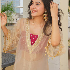 Pure Golden Tissue Salsa Kurta Set