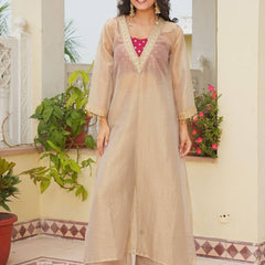 Pure Golden Tissue Salsa Kurta Set