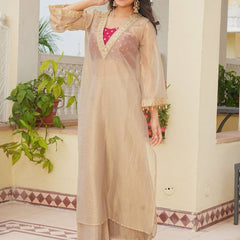 Pure Golden Tissue Salsa Kurta Set