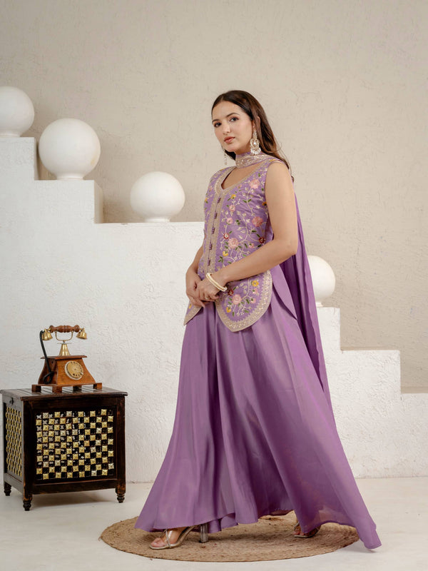 Heavy Roman Silk Sharara Palazzo Suit Set