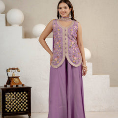 Heavy Roman Silk Sharara Palazzo Suit Set