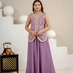 Heavy Roman Silk Sharara Palazzo Suit Set