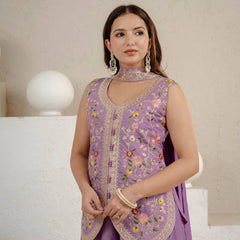 Heavy Roman Silk Sharara Palazzo Suit Set