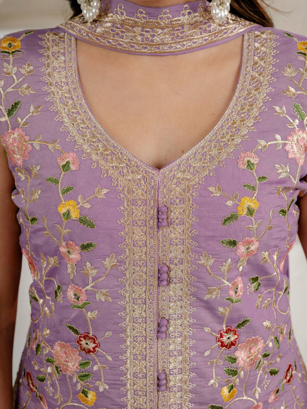 Heavy Roman Silk Sharara Palazzo Suit Set