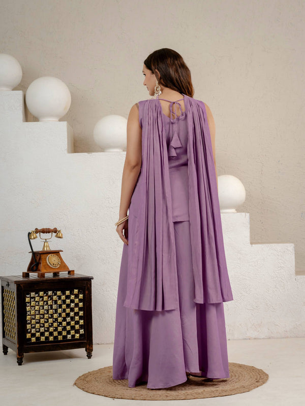Heavy Roman Silk Sharara Palazzo Suit Set