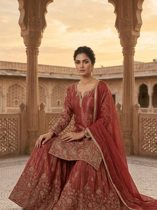 New Designer Party Wear Look Top , Sharara Plazzo and Dupatta, New Fancy Style