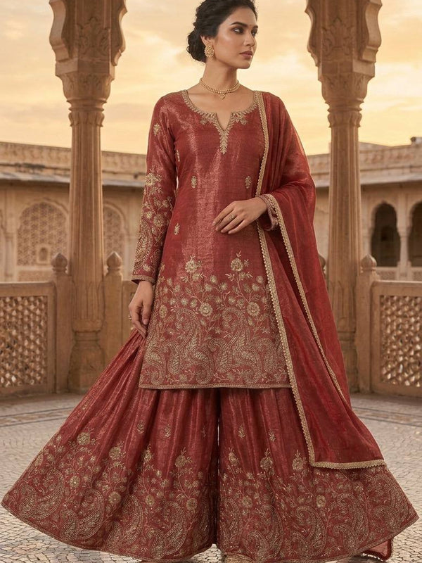 New Designer Party Wear Look Top , Sharara Plazzo and Dupatta, New Fancy Style