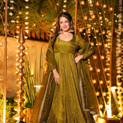 Heavy Crunchy Silk With Sequence And Embroidery Work Designer Anarkali Suit
