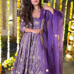 Heavy Crunchy Silk With 5mm Sequence And Embroidery Work Anarkali Suit