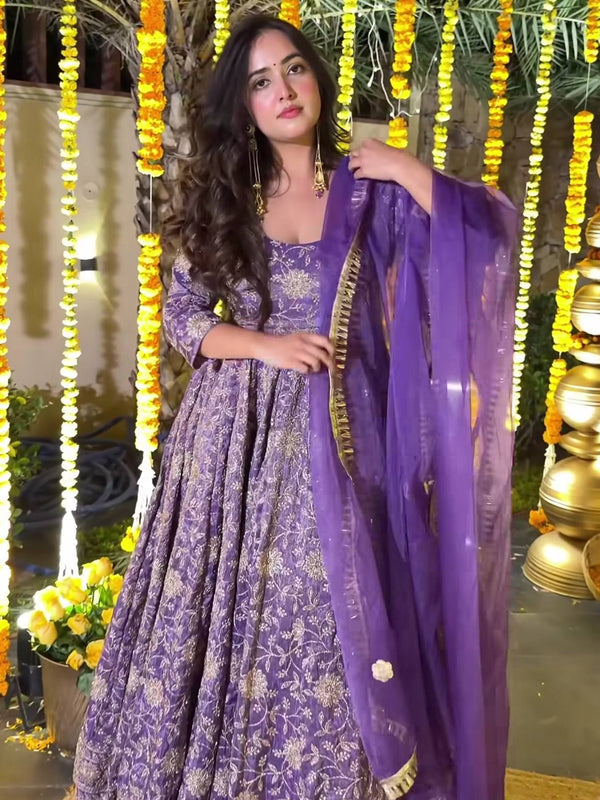 Heavy Crunchy Silk With 5mm Sequence And Embroidery Work Anarkali Suit