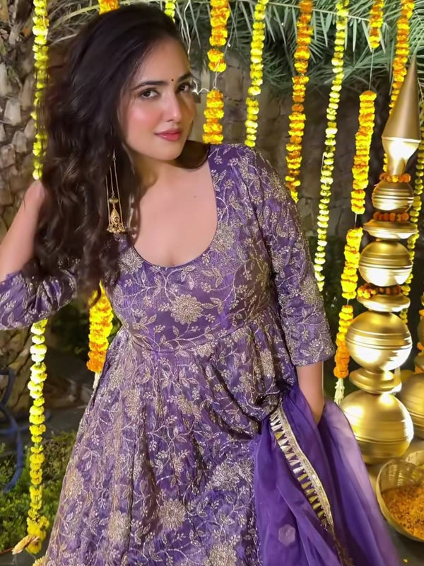Heavy Crunchy Silk With 5mm Sequence And Embroidery Work Anarkali Suit