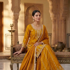 Pure Heavy Chinnon Silk Sharara Palazzo Suit Set