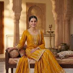 Pure Heavy Chinnon Silk Sharara Palazzo Suit Set
