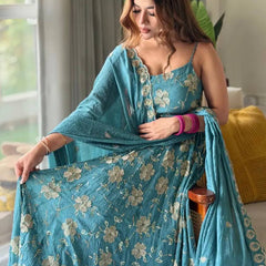 Heavy Crushi Silk With Bids Hand Work and Embroidery Work Anarkali Suit