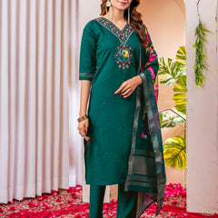 Elegant Straight Kurti Pant Dupatta Set