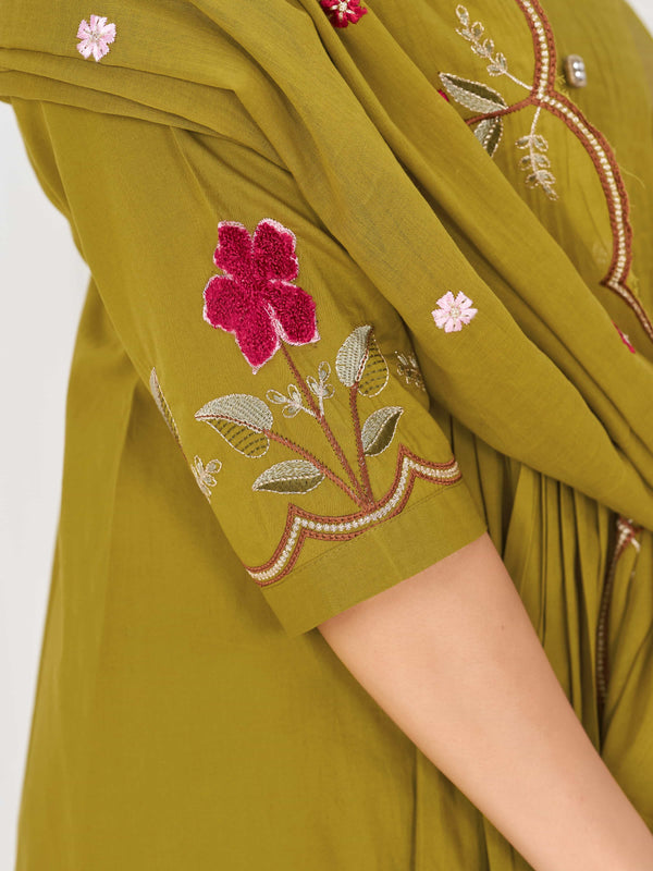 Anarkali Kurti Pant Dupatta Set