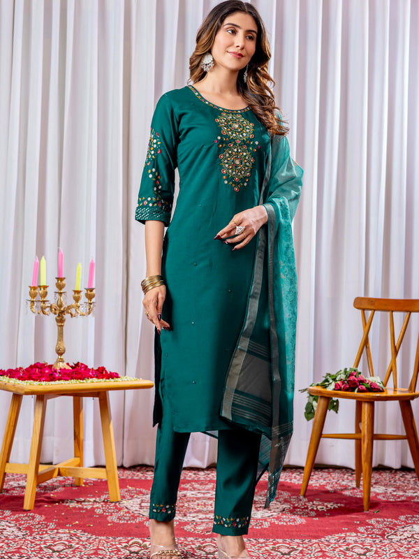 Elegant Straight Kurti Pant Dupatta Set