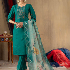 Elegant Straight Kurti Pant Dupatta Set