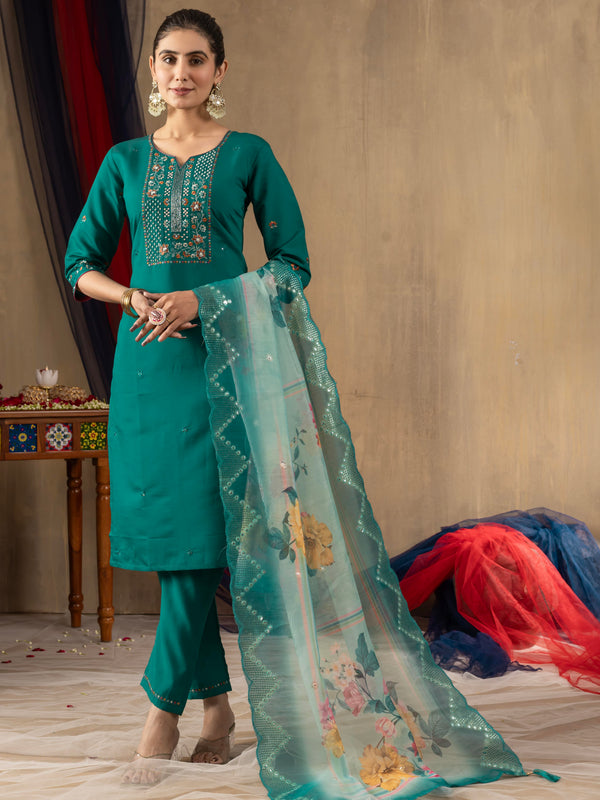 Elegant Straight Kurti Pant Dupatta Set