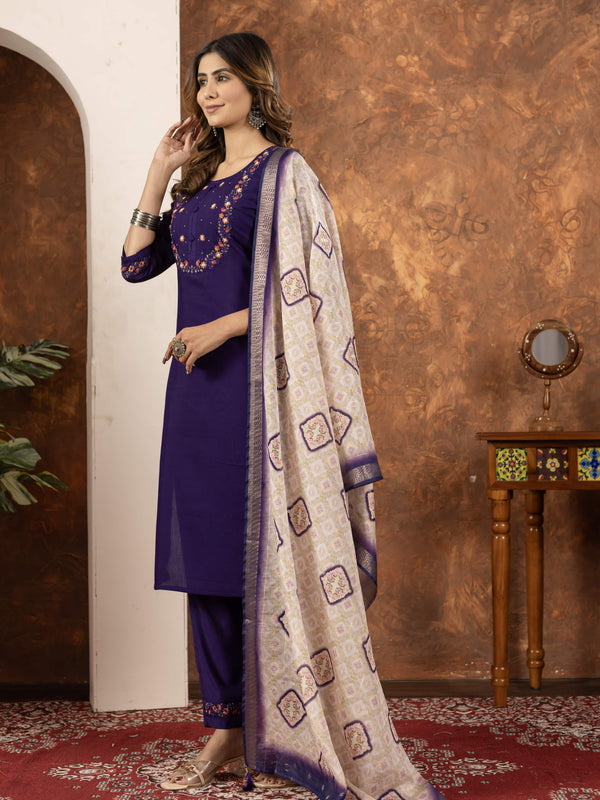 Elegant Straight Kurti Pant Dupatta Set