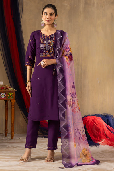 Elegant Straight Kurti Pant Dupatta Set