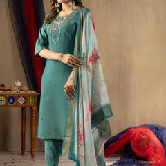 Elegant Straight Kurti Pant Dupatta Set